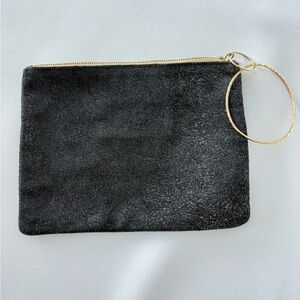 Chic Black Wristlet with Gold Accent